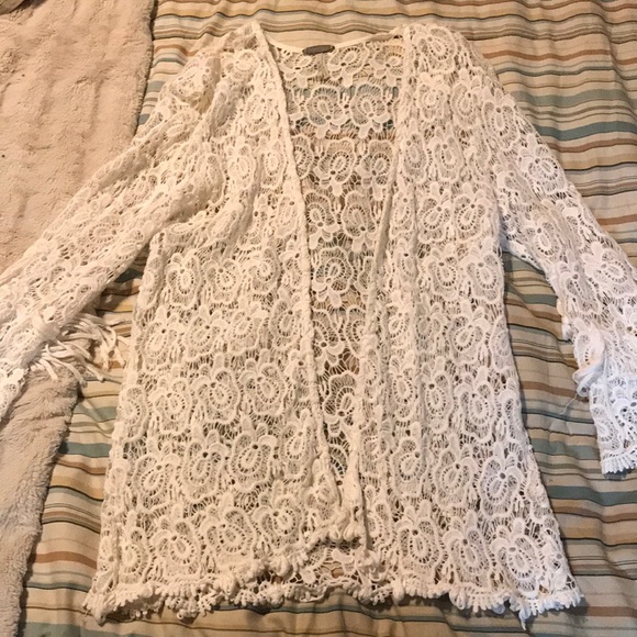 Gimmicks bke crochet floral fringe arms white Sz M - Picture 6 of 10